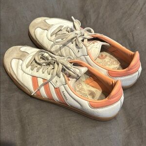 Adidas Samba White and Coral Sneakers